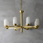Brass Arm Alabaster Chandelier