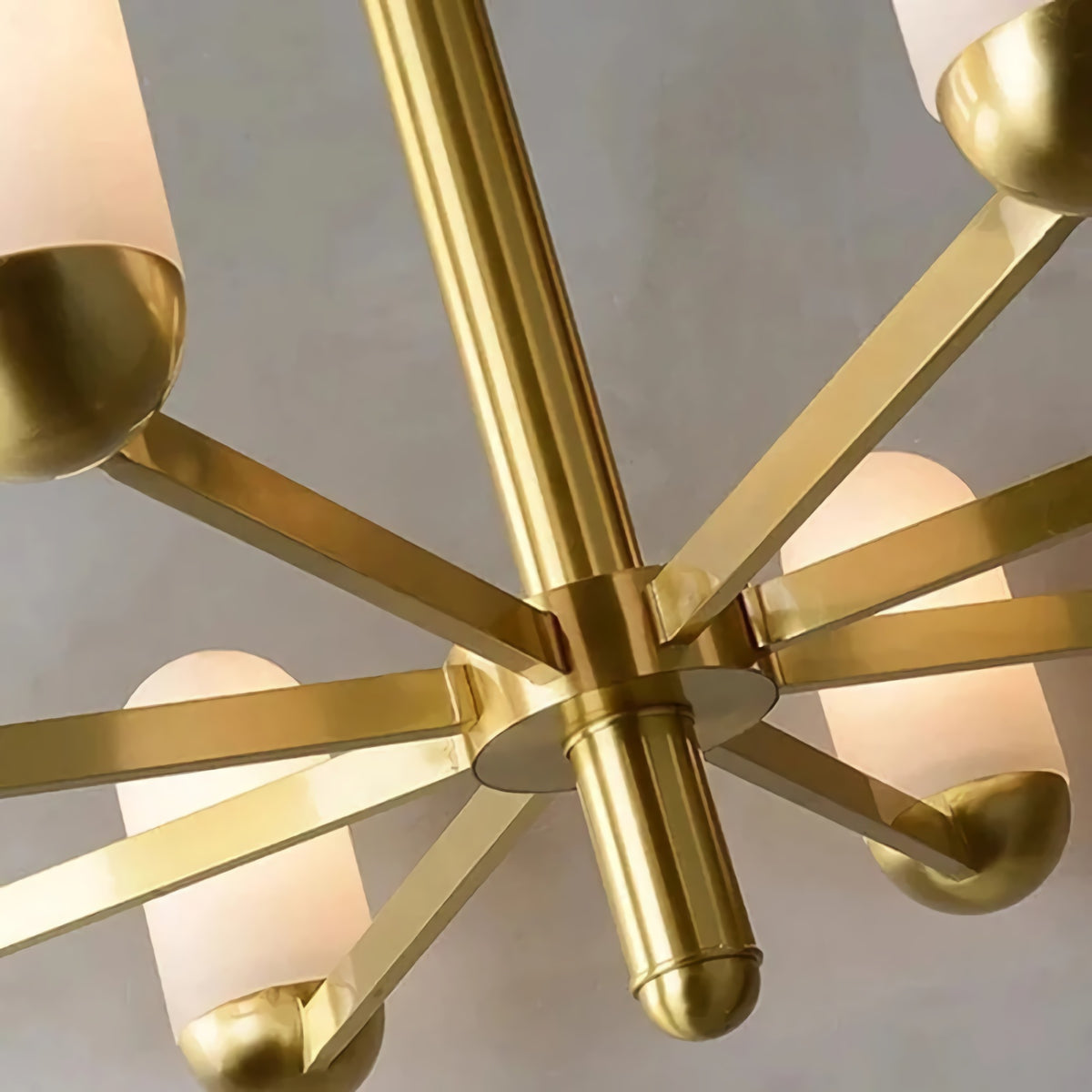 Brass Arm Alabaster Chandelier
