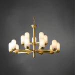 Brass Arm Alabaster Chandelier
