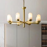 Brass Arm Alabaster Chandelier