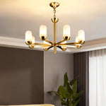 Brass Arm Alabaster Chandelier