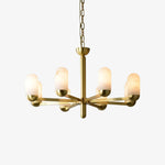 Brass Arm Alabaster Chandelier