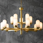 Brass Arm Alabaster Chandelier