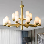 Brass Arm Alabaster Chandelier