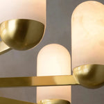 Brass Arm Alabaster Chandelier