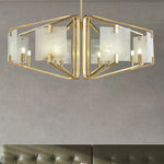 Brass Frame Alabaster Panel Chandelier