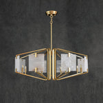 Brass Frame Alabaster Panel Chandelier