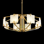 Brass Frame Alabaster Panel Chandelier