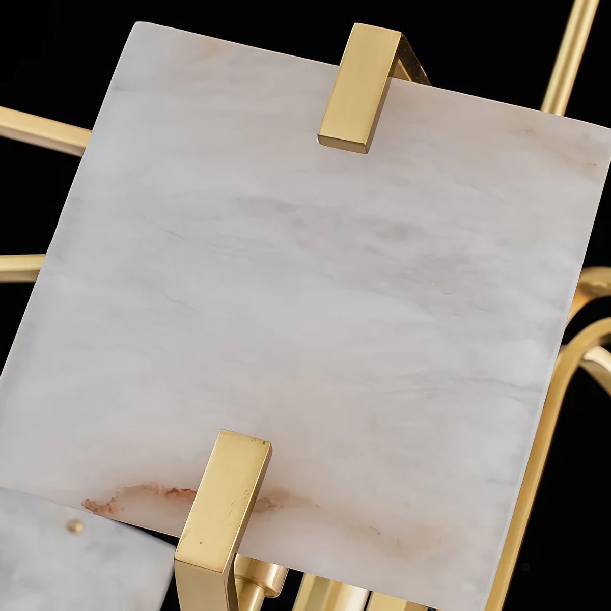 Brass Frame Alabaster Panel Chandelier