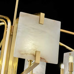 Brass Frame Alabaster Panel Chandelier