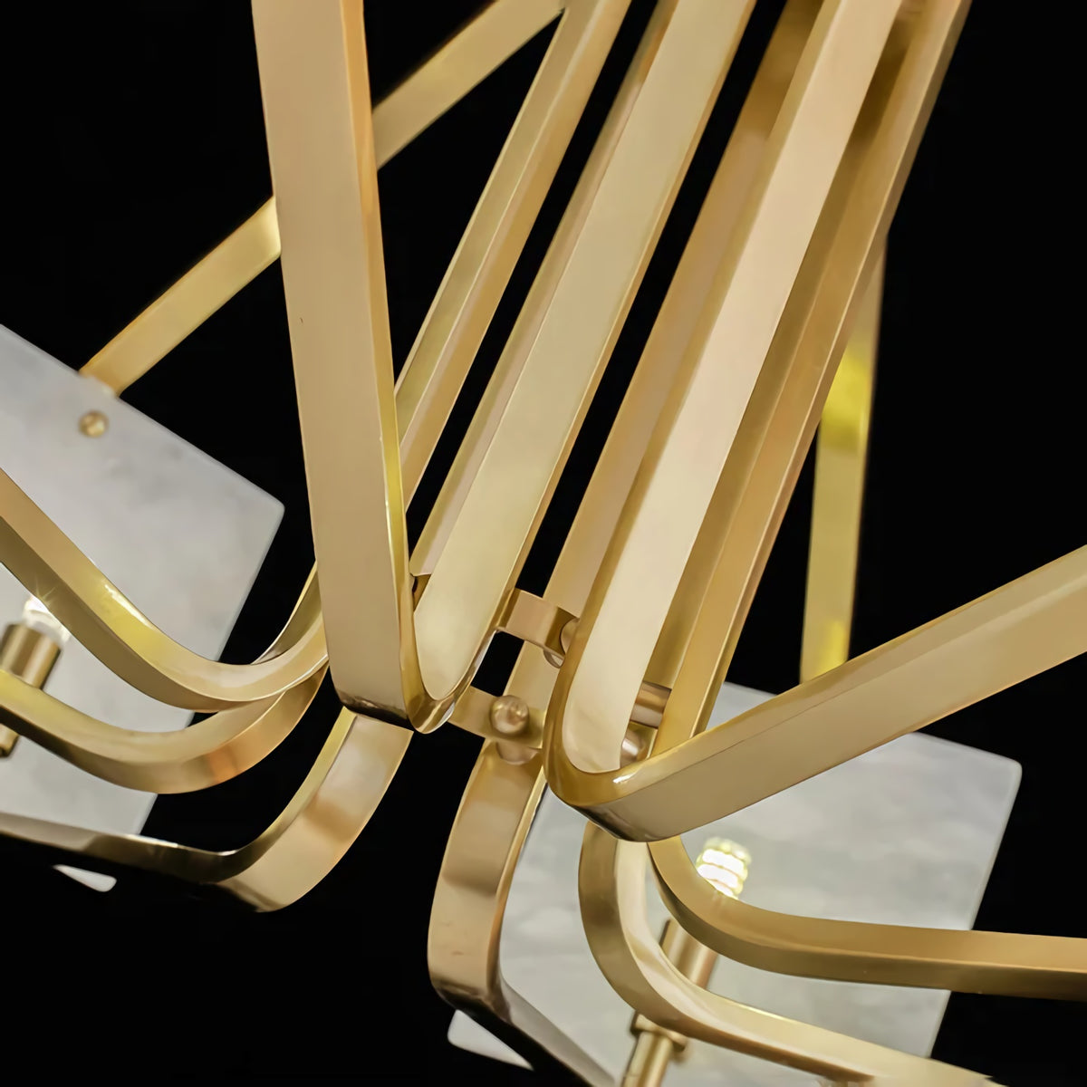 Brass Frame Alabaster Panel Chandelier