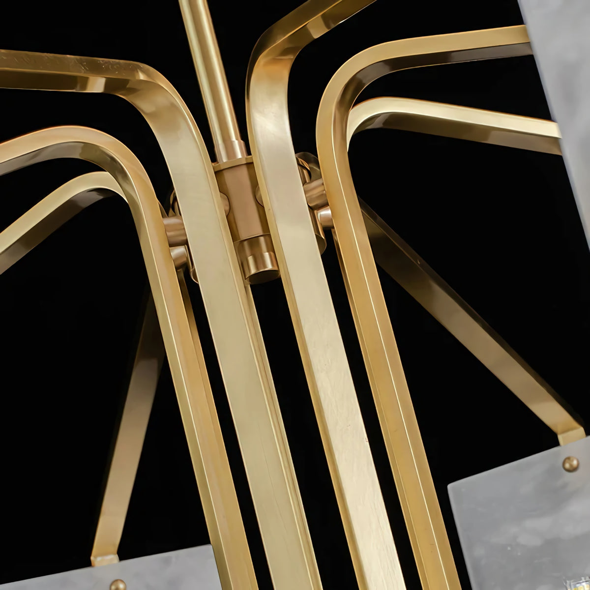 Brass Frame Alabaster Panel Chandelier