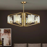 Brass Frame Alabaster Panel Chandelier