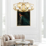 Brass Frame Alabaster Panel Chandelier