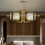 Brass Frame Alabaster Panel Chandelier