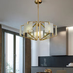 Brass Frame Alabaster Panel Chandelier