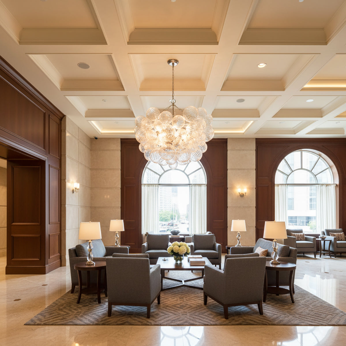 Bubble Spiral Glass Sphere Chandelier