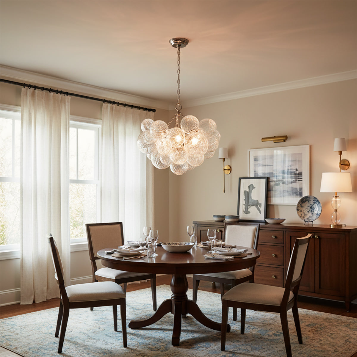 Bubble Spiral Glass Sphere Chandelier