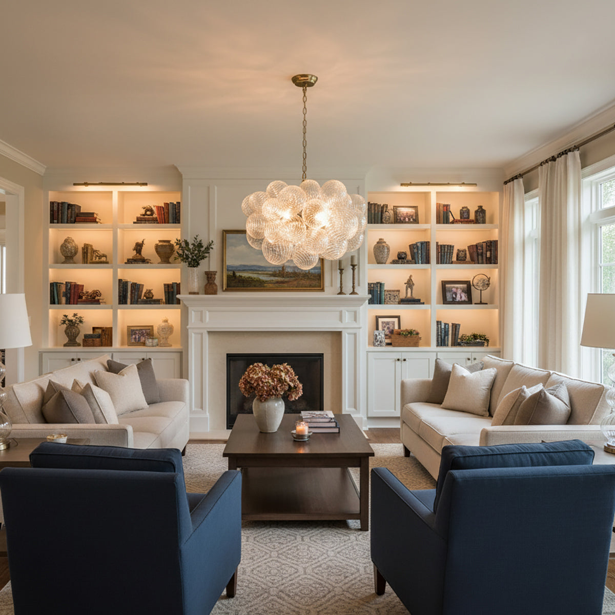 Bubble Spiral Glass Sphere Chandelier