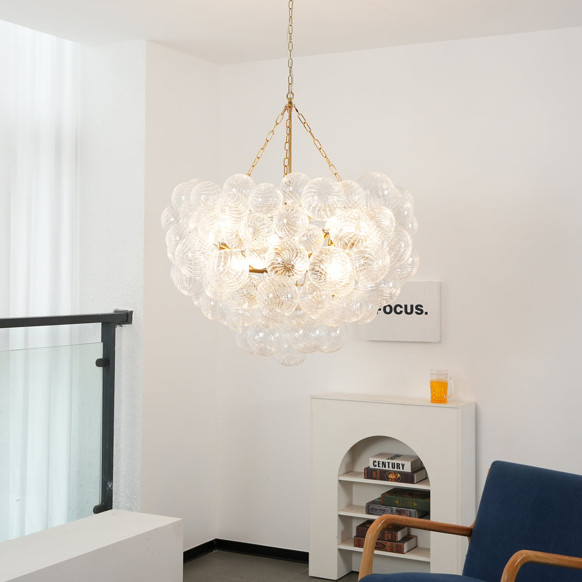 Bubble Spiral Glass Sphere Chandelier