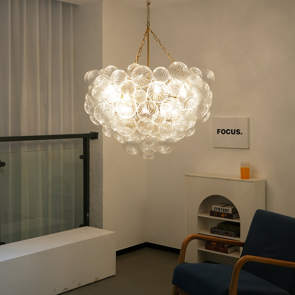 Bubble Spiral Glass Sphere Chandelier