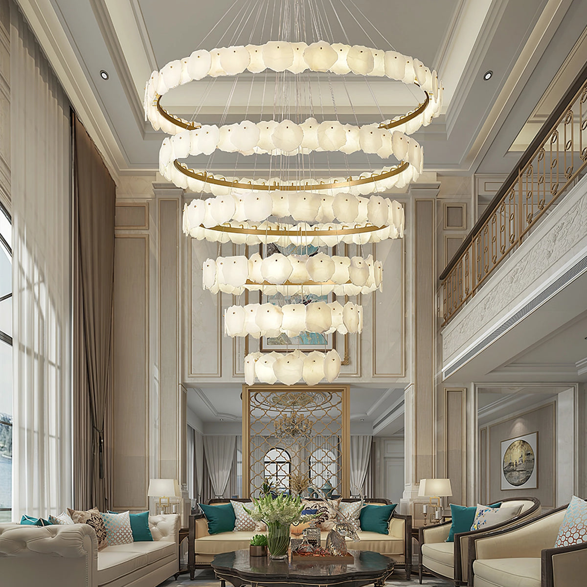 Burton Multi-tiered Alabaster Chandelier