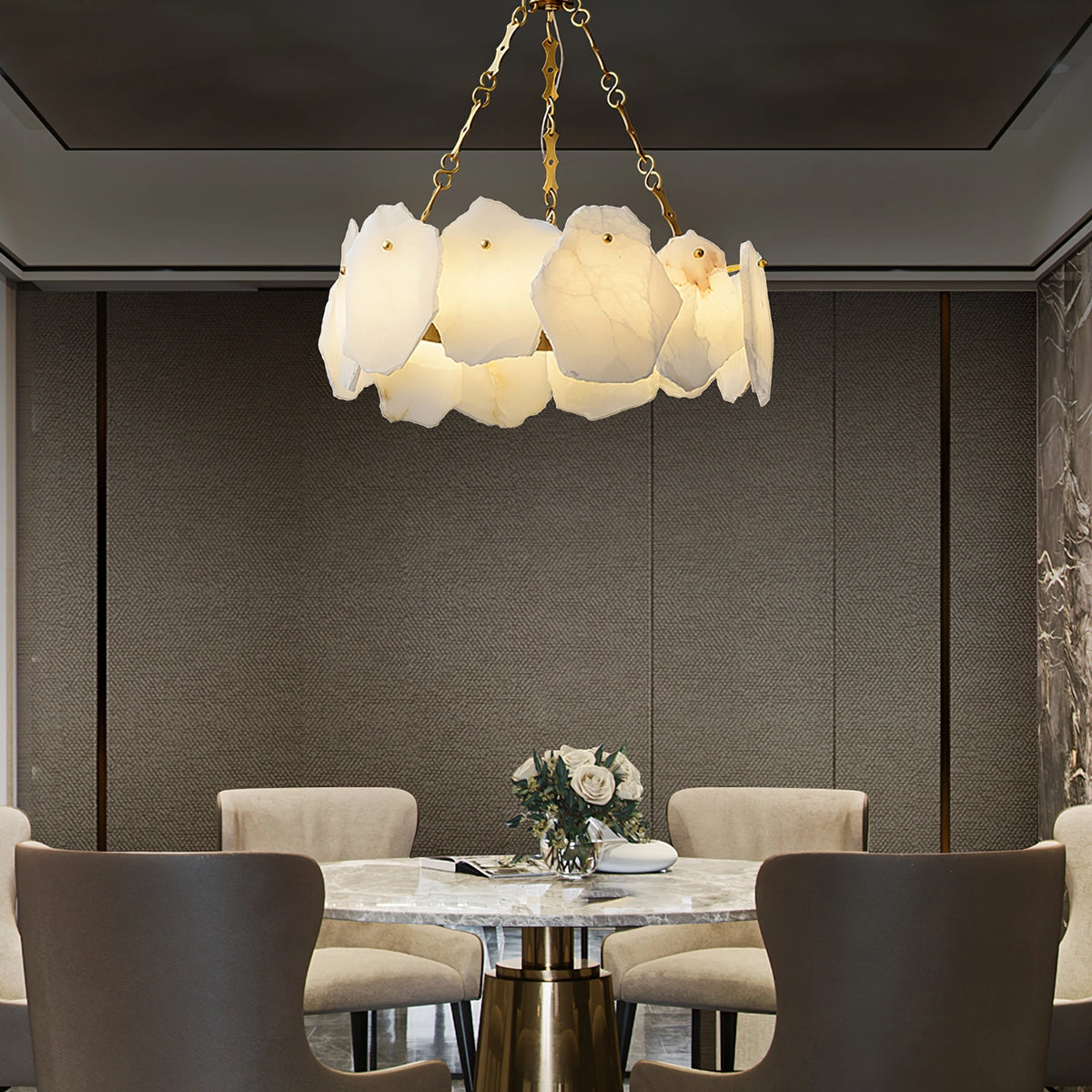 Burton Round Alabaster Chandelier