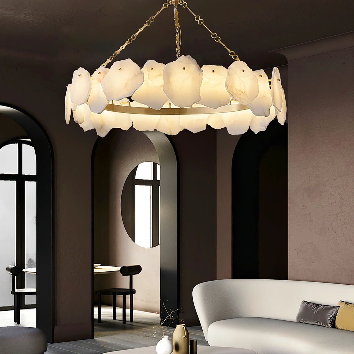 Burton Round Alabaster Chandelier