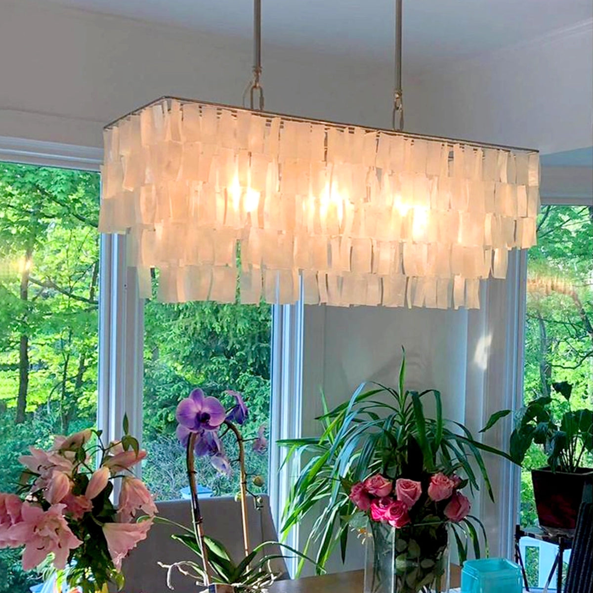 Capiz Rectangle Layering Chandelier