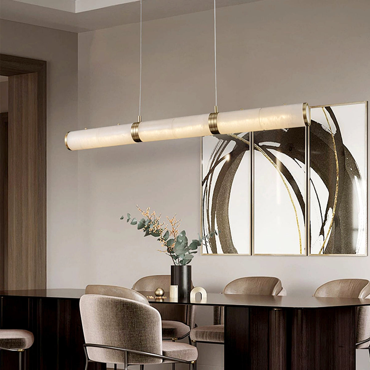 Caroline Alabaster Art Linear Pendant Lamp