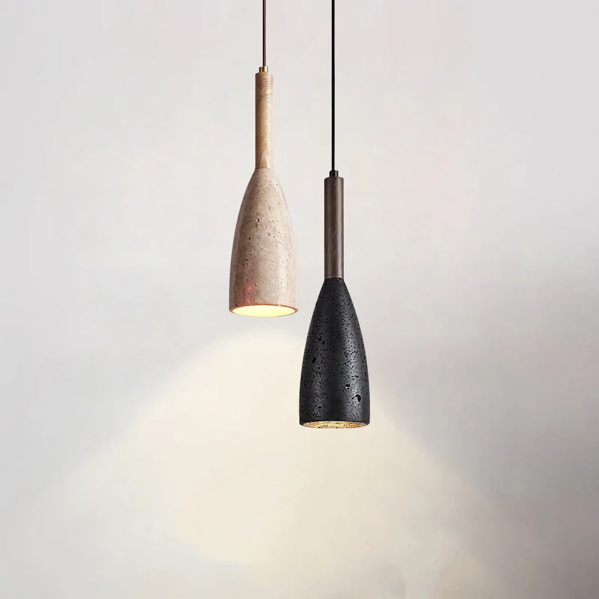 Conical Travertine Pendant Lamp
