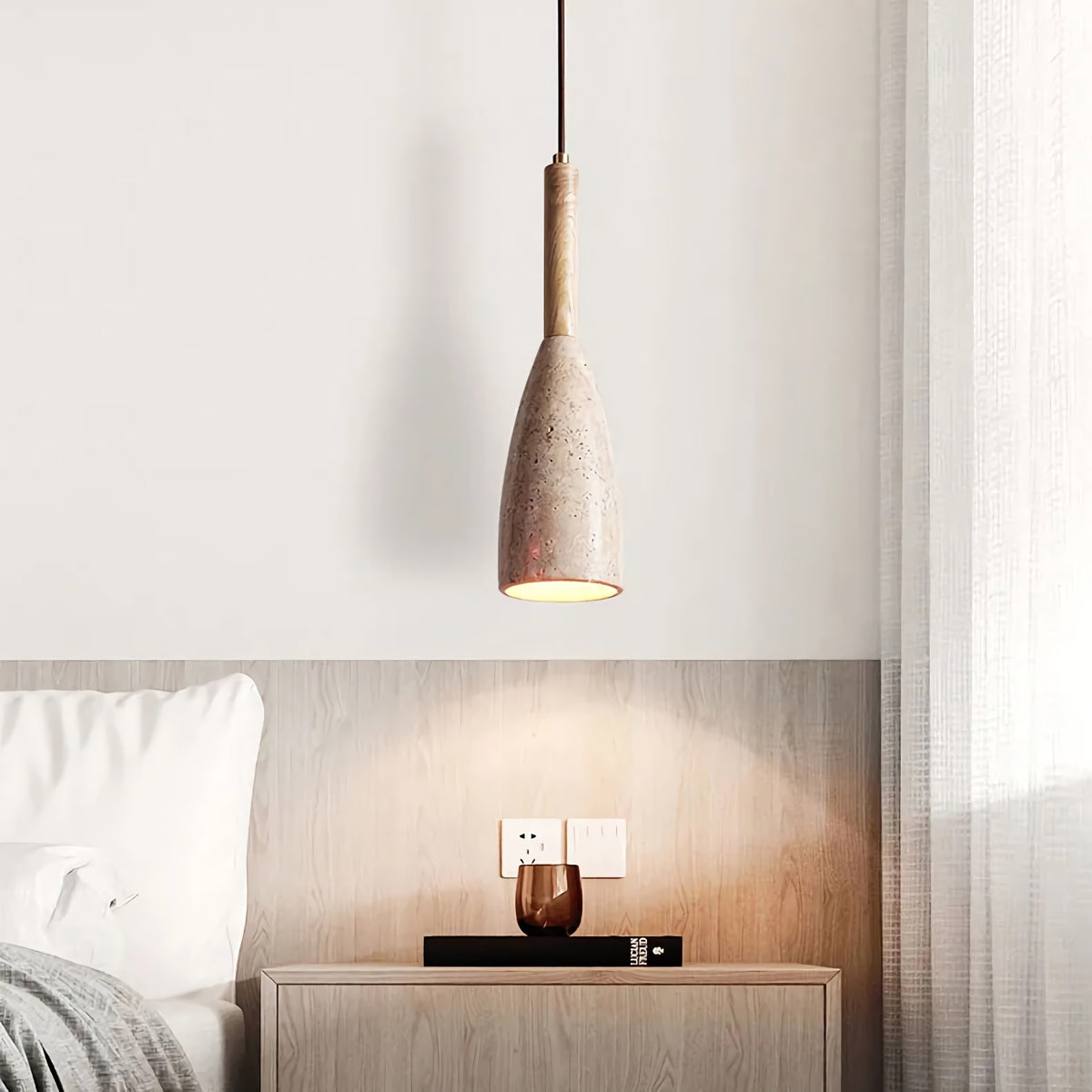 Conical Travertine Pendant Lamp