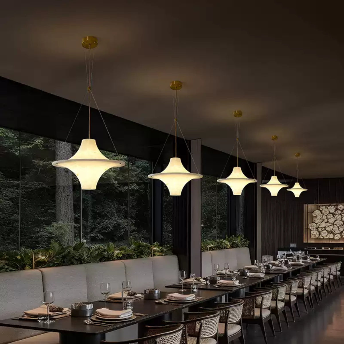 Cream Modern Dish Chandelier