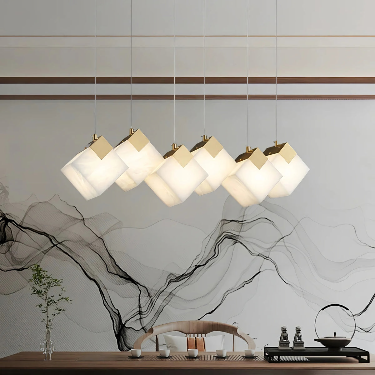 Cube Cluster Alabaster Pendant Light