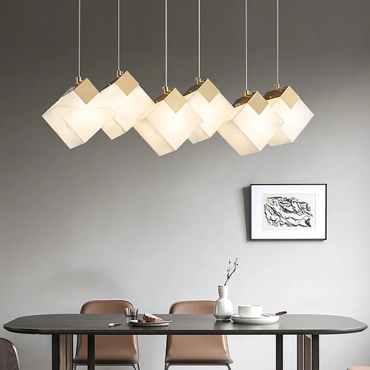 Cube Cluster Alabaster Pendant Light