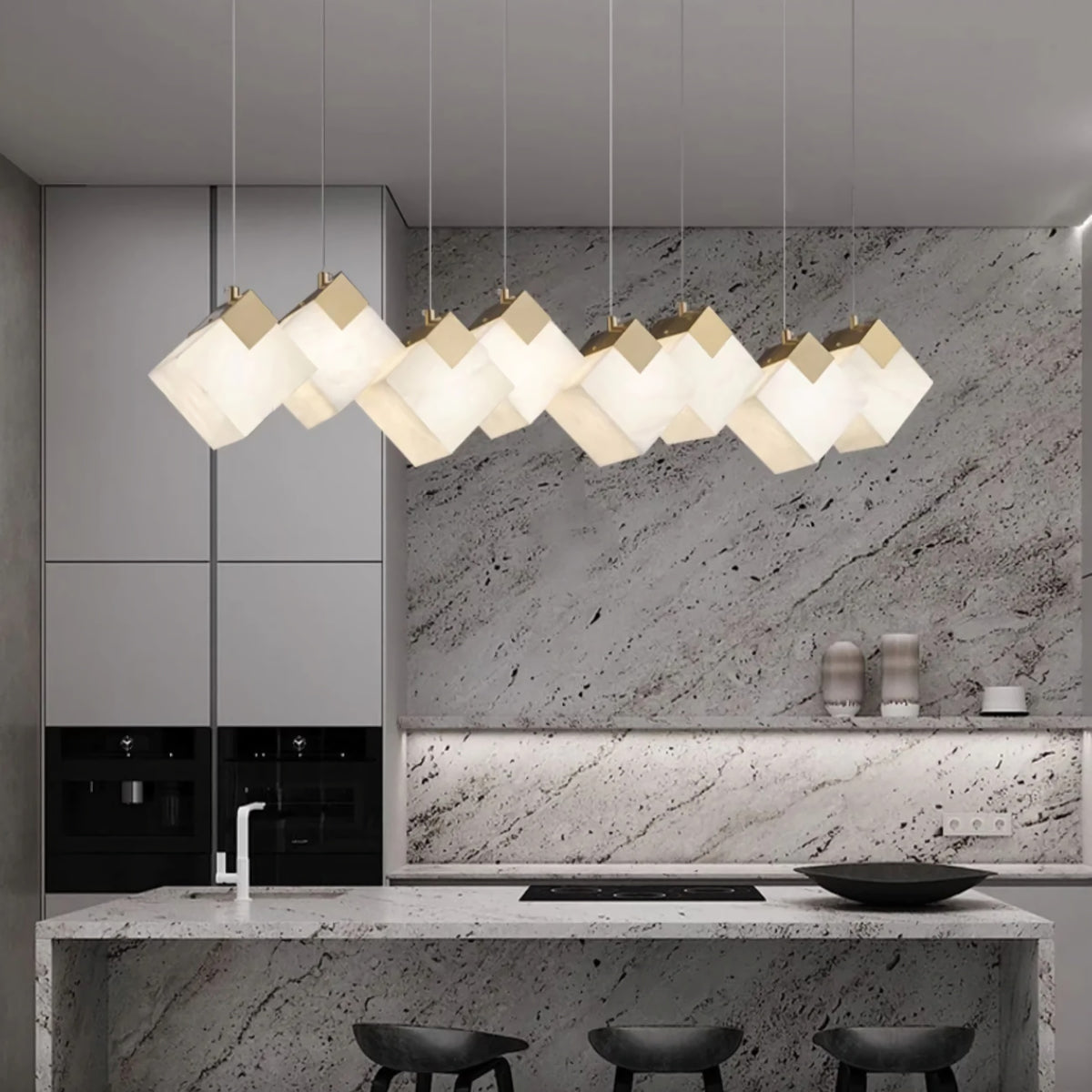 Cube Cluster Alabaster Pendant Light