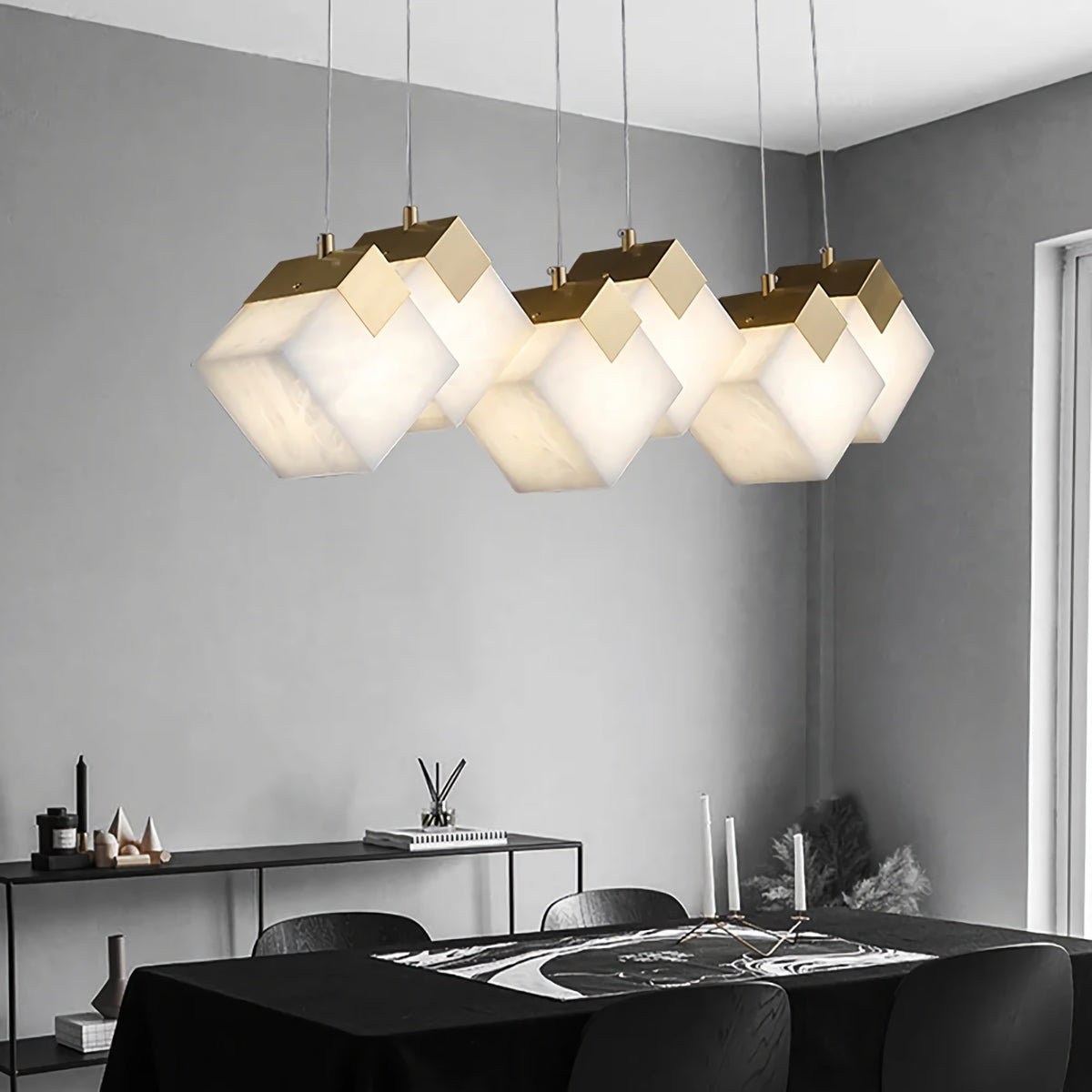 Cube Cluster Alabaster Pendant Light