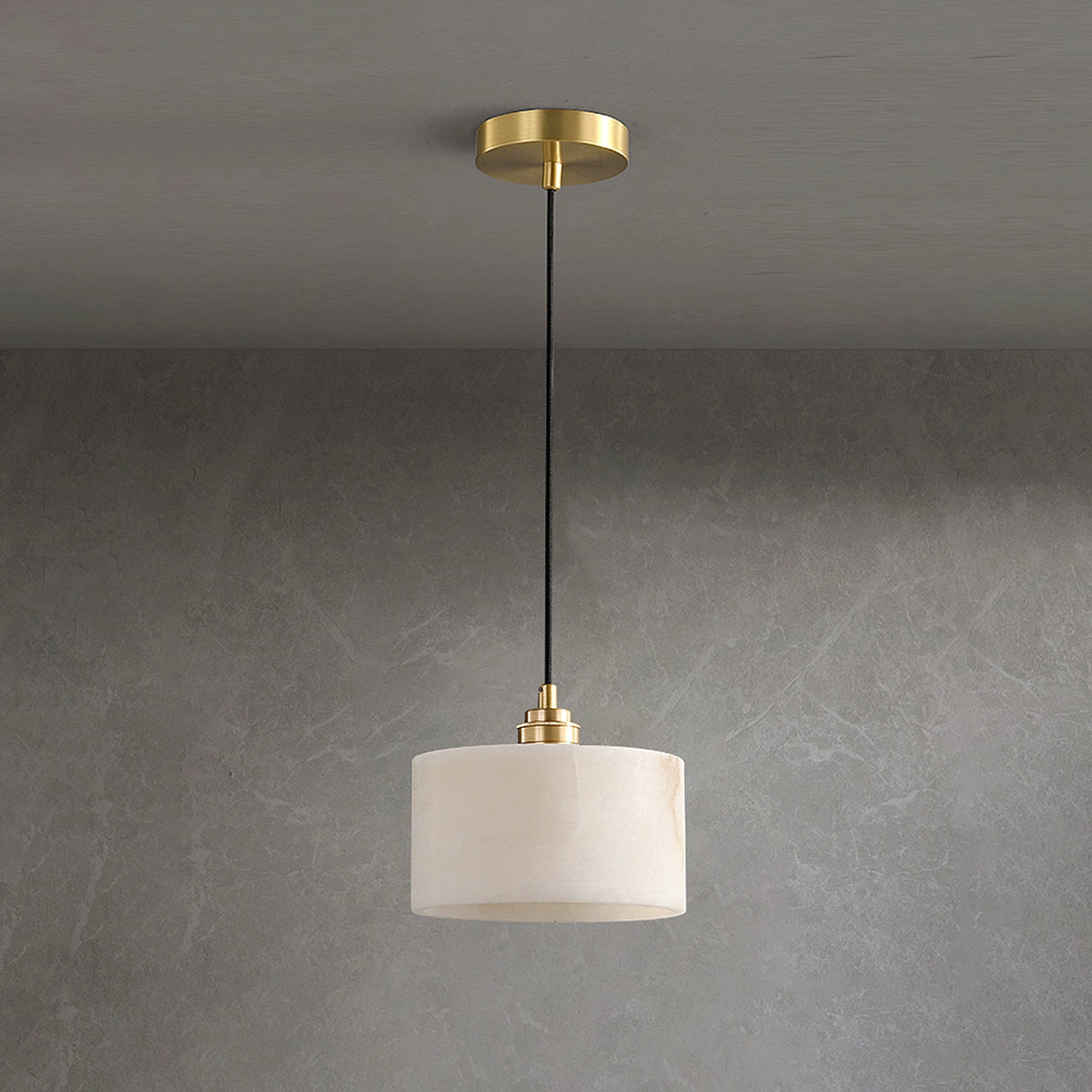 Cylindrical Alabaster Pendant Lamp