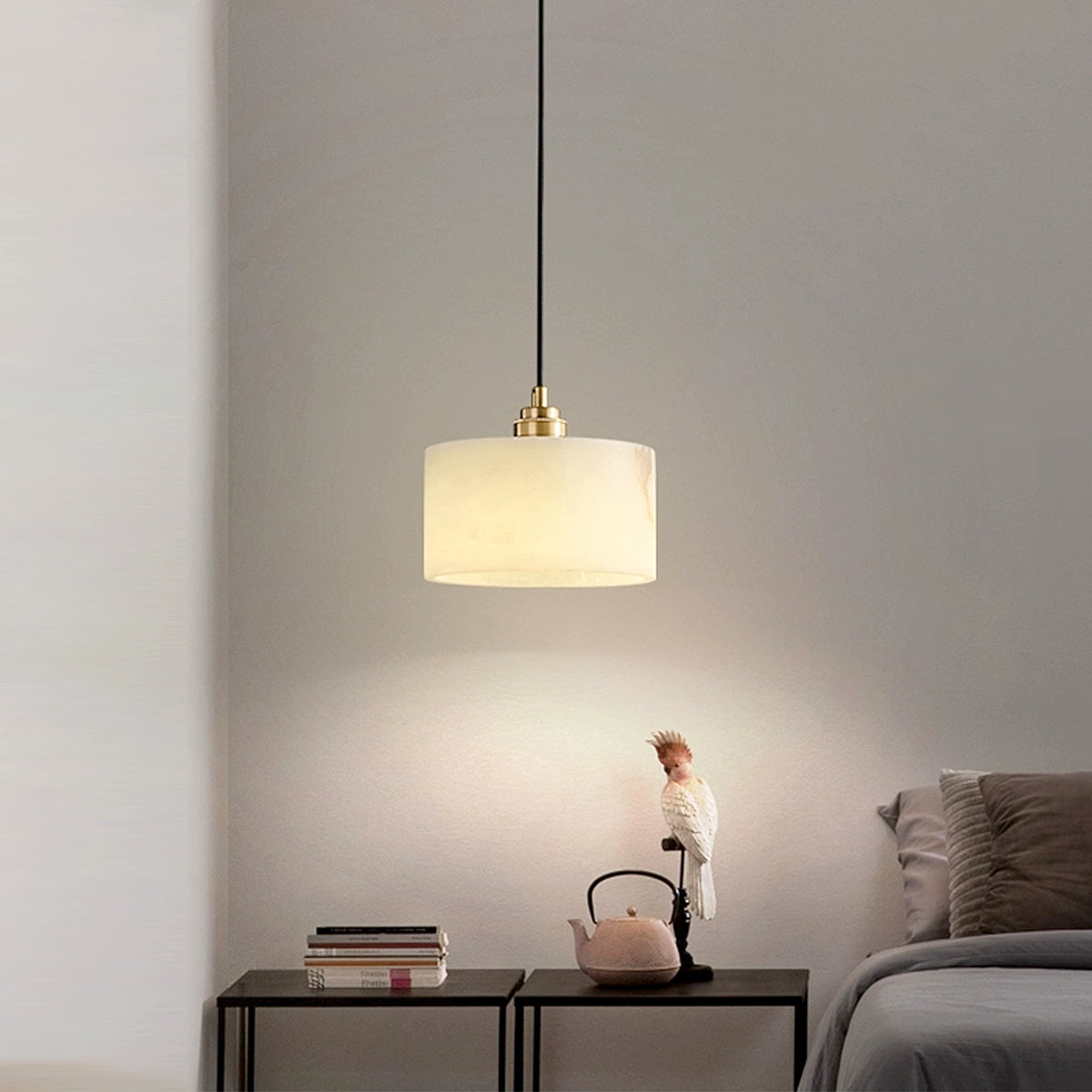 Cylindrical Alabaster Pendant Lamp