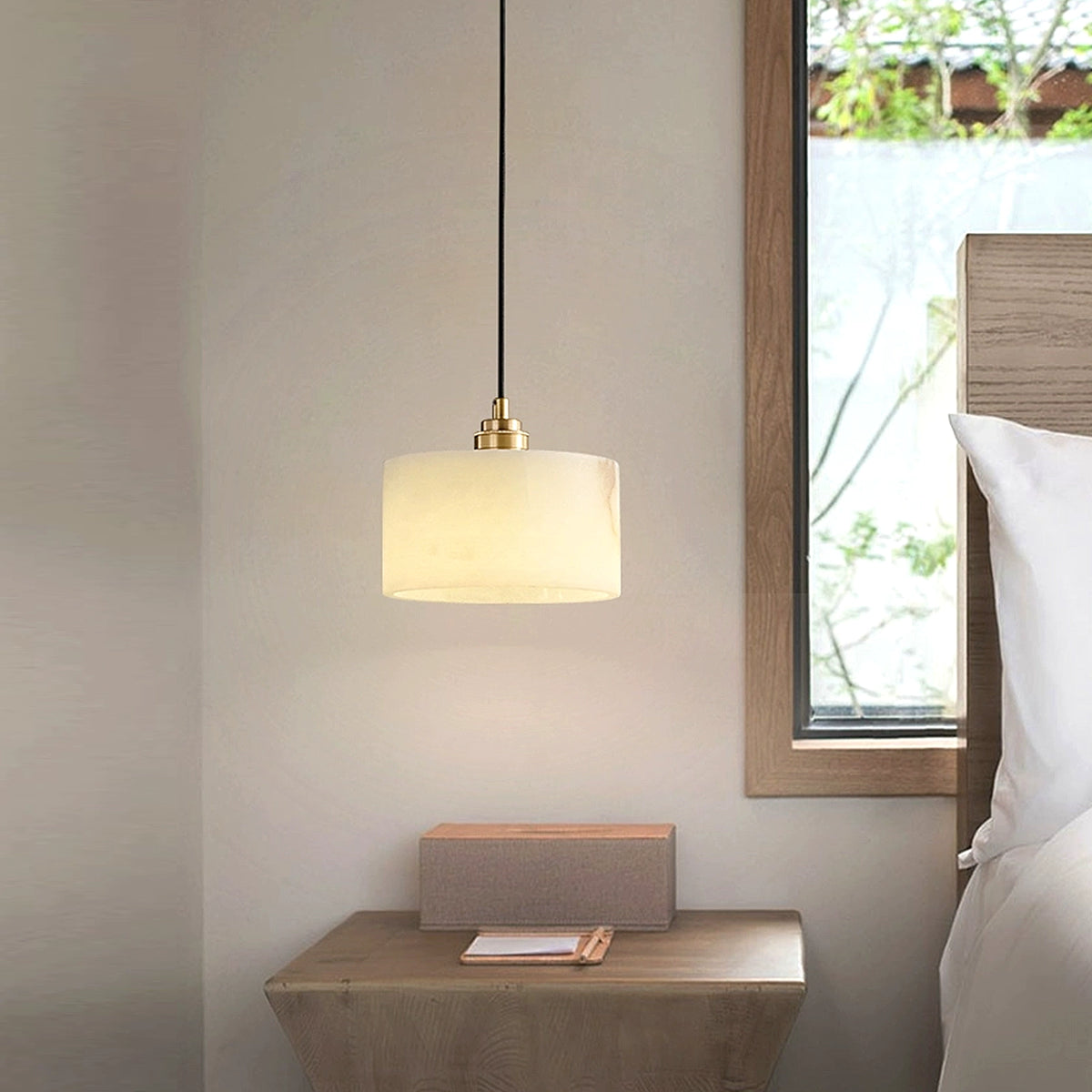 Cylindrical Alabaster Pendant Lamp
