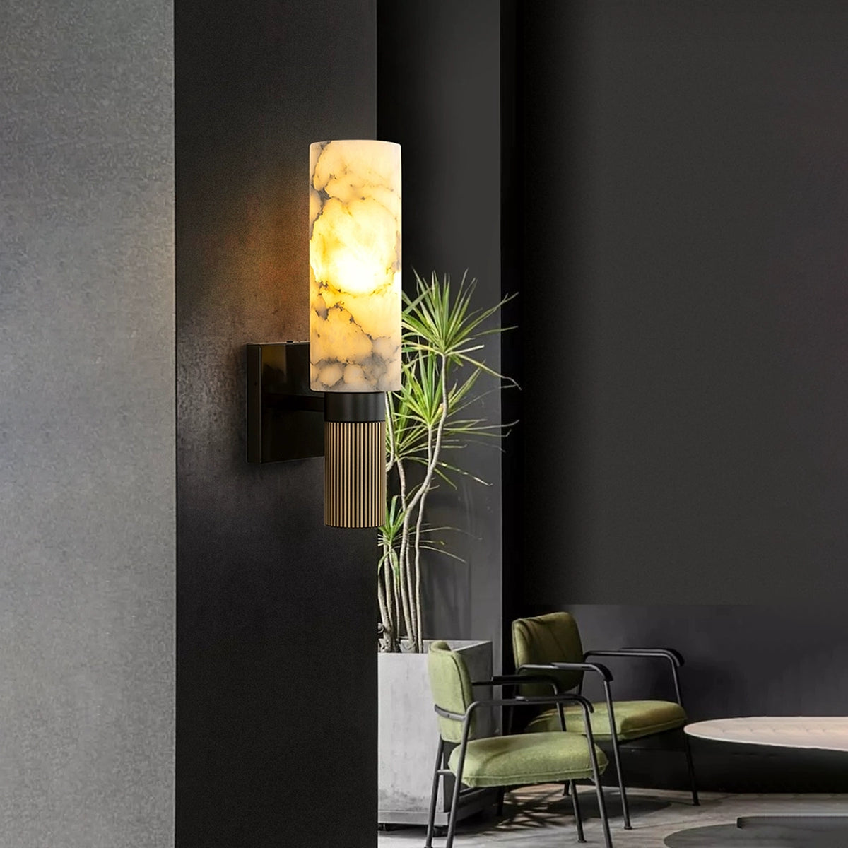 Cylindrical Alabaster Wall Lamp