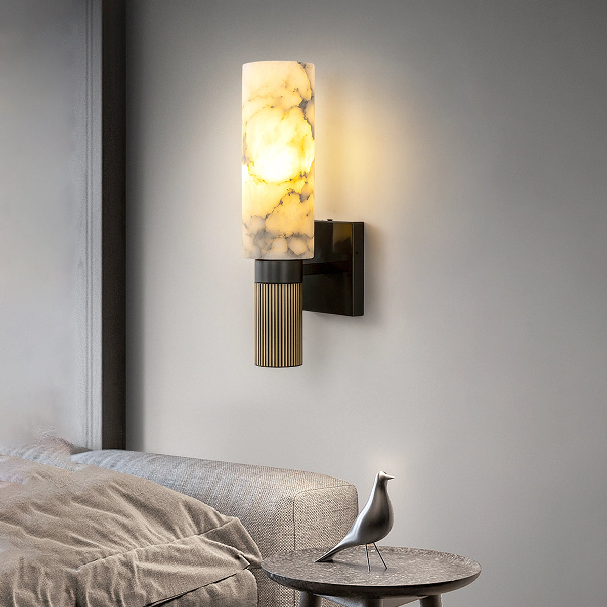 Cylindrical Alabaster Wall Lamp