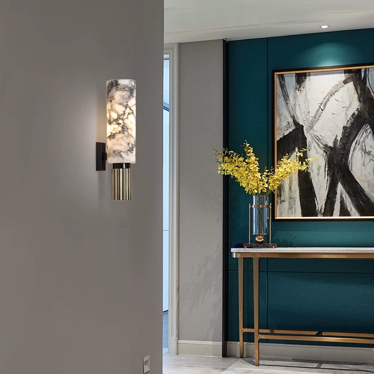 Cylindrical Alabaster Wall Lamp