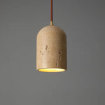 Cylindrical Half Orb Travertine Pendant Light