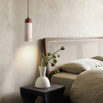 Cylindrical Travertine Pendant Light