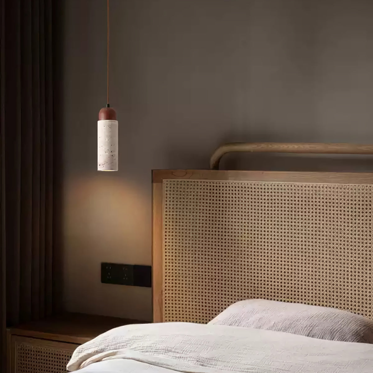 Cylindrical Travertine Pendant Light