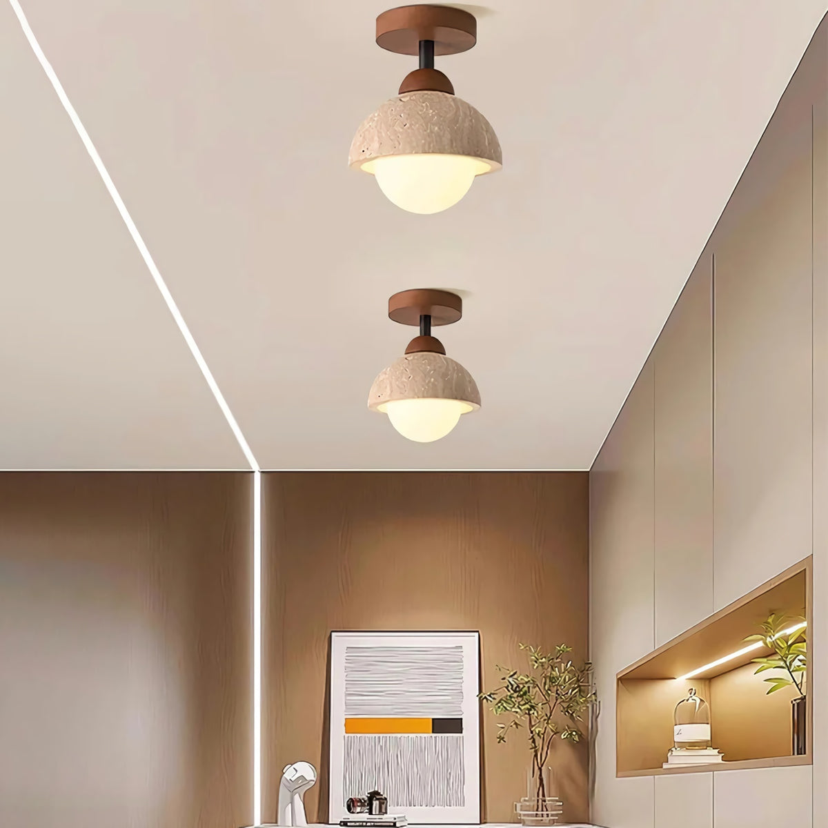 Eala Travertine Ceiling Light