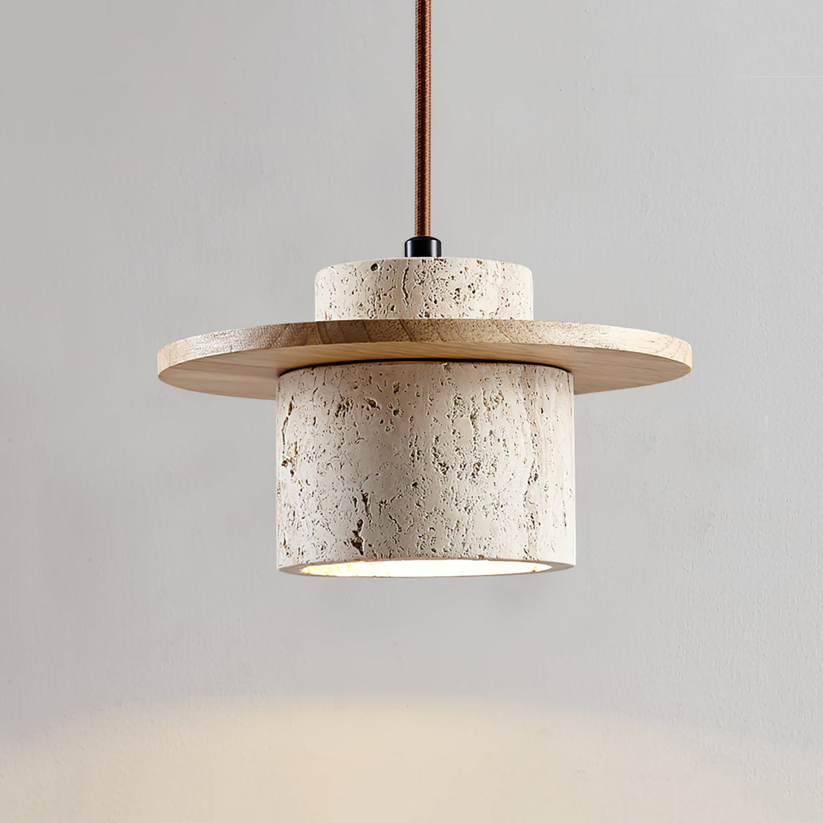 Elegant Textured Cylindra Stone Pendant Lamp
