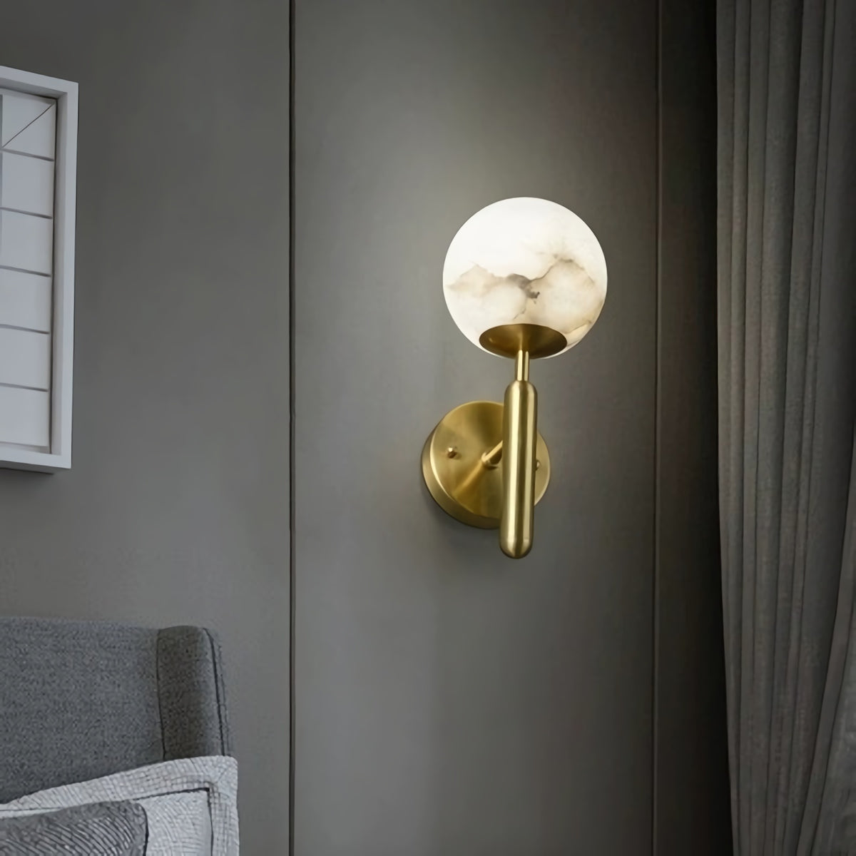 Elegant Copper Alabaster Wall Lamp