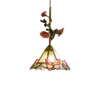 French Copper Glass Rose Pendant Lamp